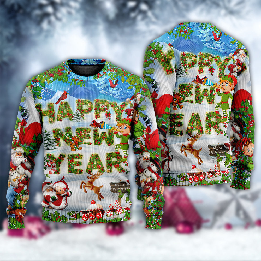Christmas Happy New Year Snow – Sweater - Ugly Christmas Sweater