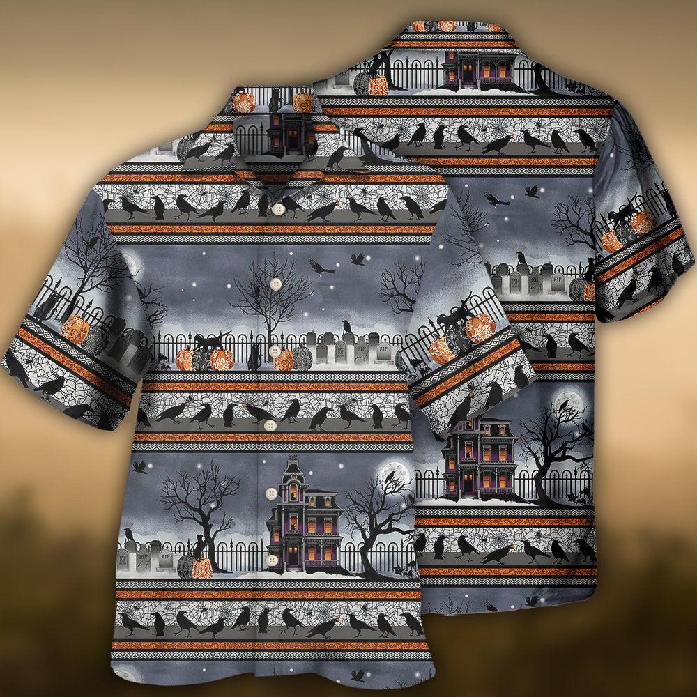 Halloween Spooky Night Border Design – Hawaiian Shirt