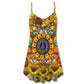 Hippie Sunflowers Love Sunshine – Women's Summer Sleeveless V-Neck Camisole Dress