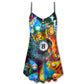 Christmas Billiard Fire Merry – Women's Summer Sleeveless V-Neck Camisole Dress