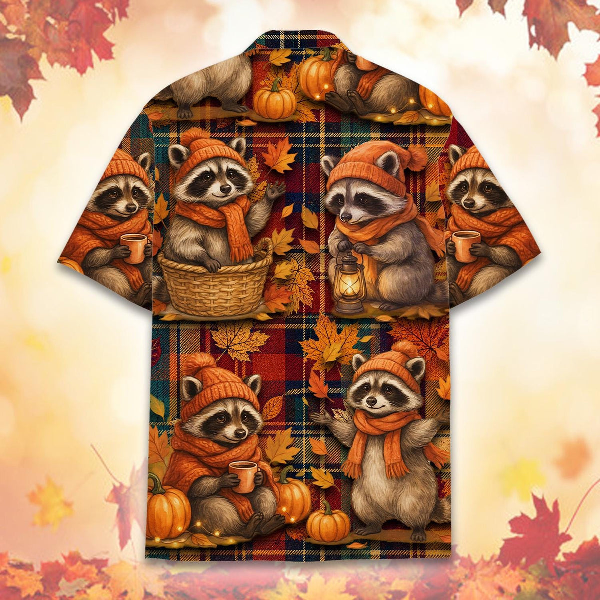 Cozy Raccoon Autumn Pumpkin Plaid Thanksgiving – Hawaiian Shirt