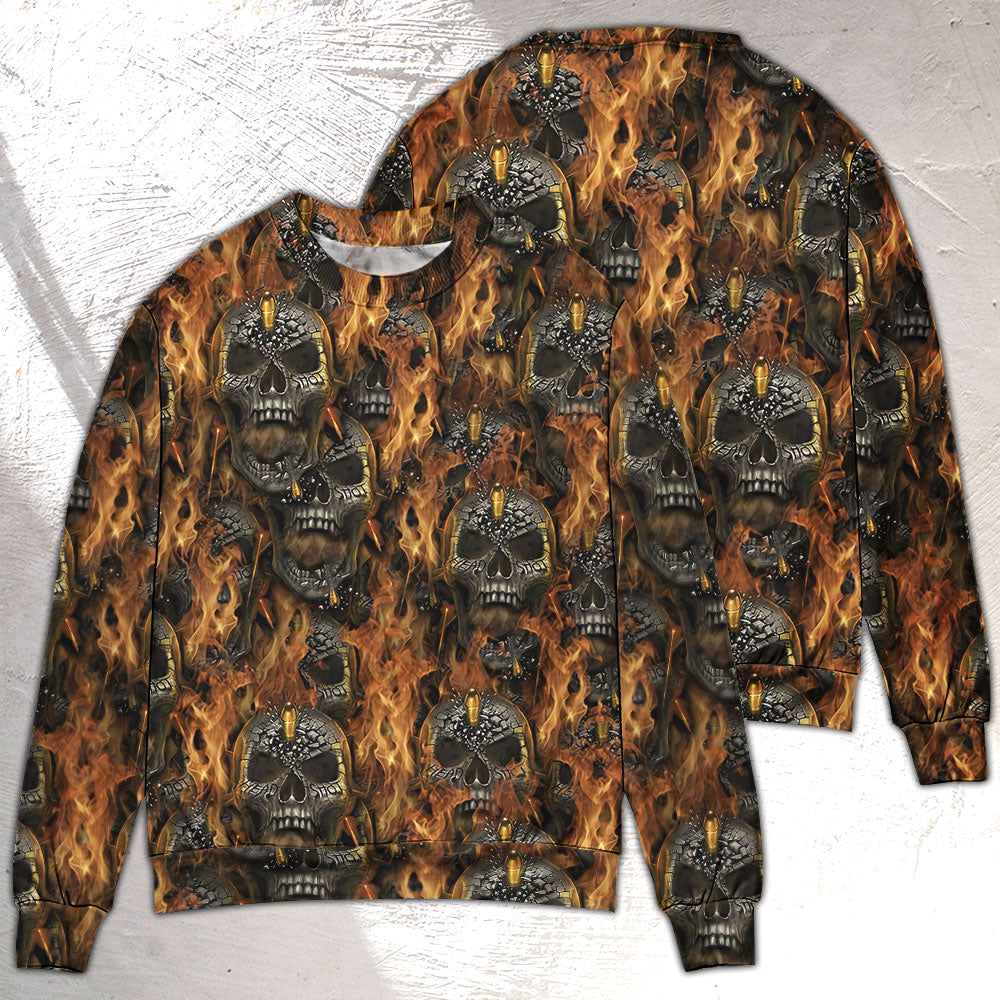 Skull Dark Fire Abstract Art – Sweater - Ugly Christmas Sweater