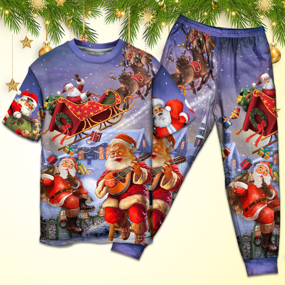 Christmas Santa Claus Funny Art Style - Pajamas Short Sleeve - Owls Matrix LTD