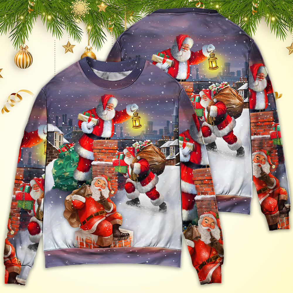 Christmas Having Fun With Santa Gift Art – Sweater - Ugly Christmas Sweater