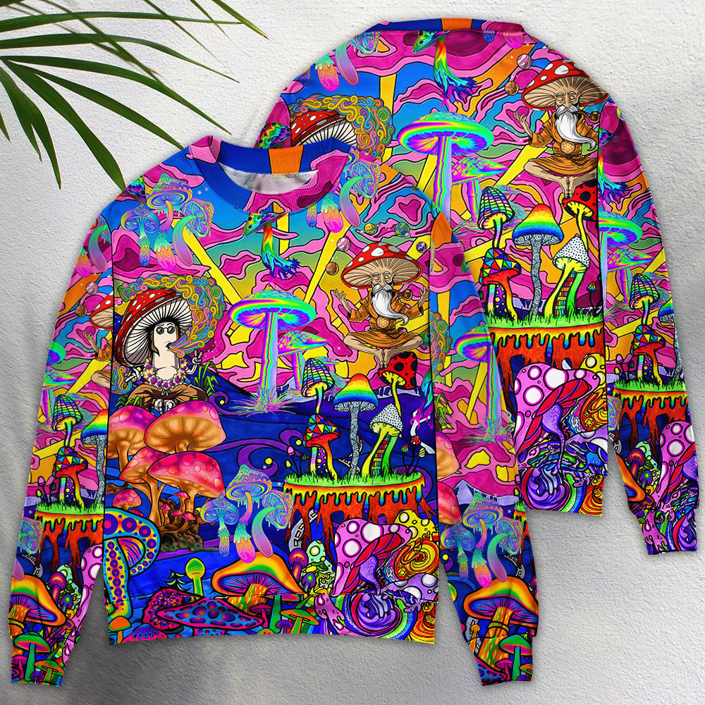 Hippie Magic Trippy Mushroom Art – Sweater - Ugly Christmas Sweater