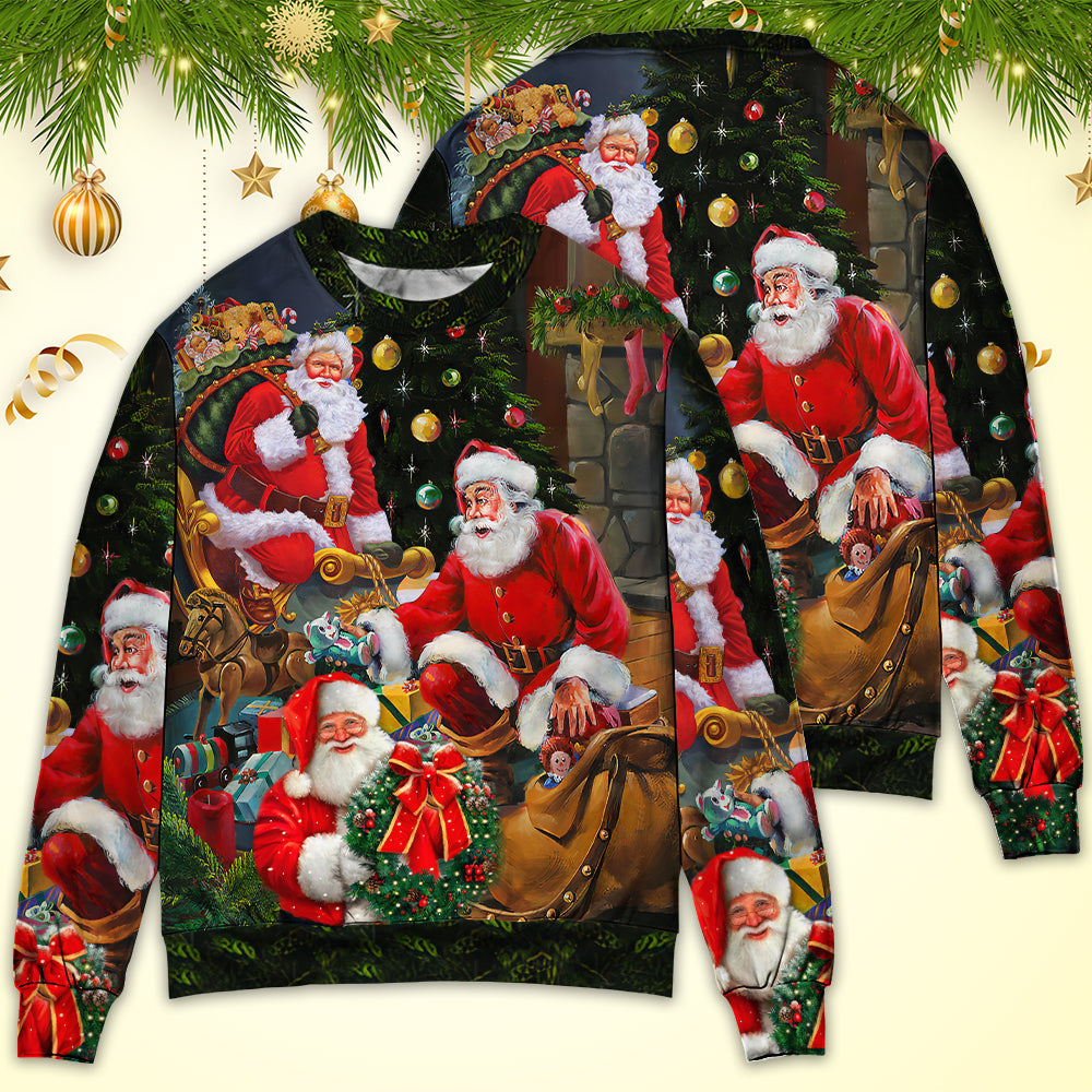Christmas Santa Gift Xmas Is Coming Art – Sweater - Ugly Christmas Sweater