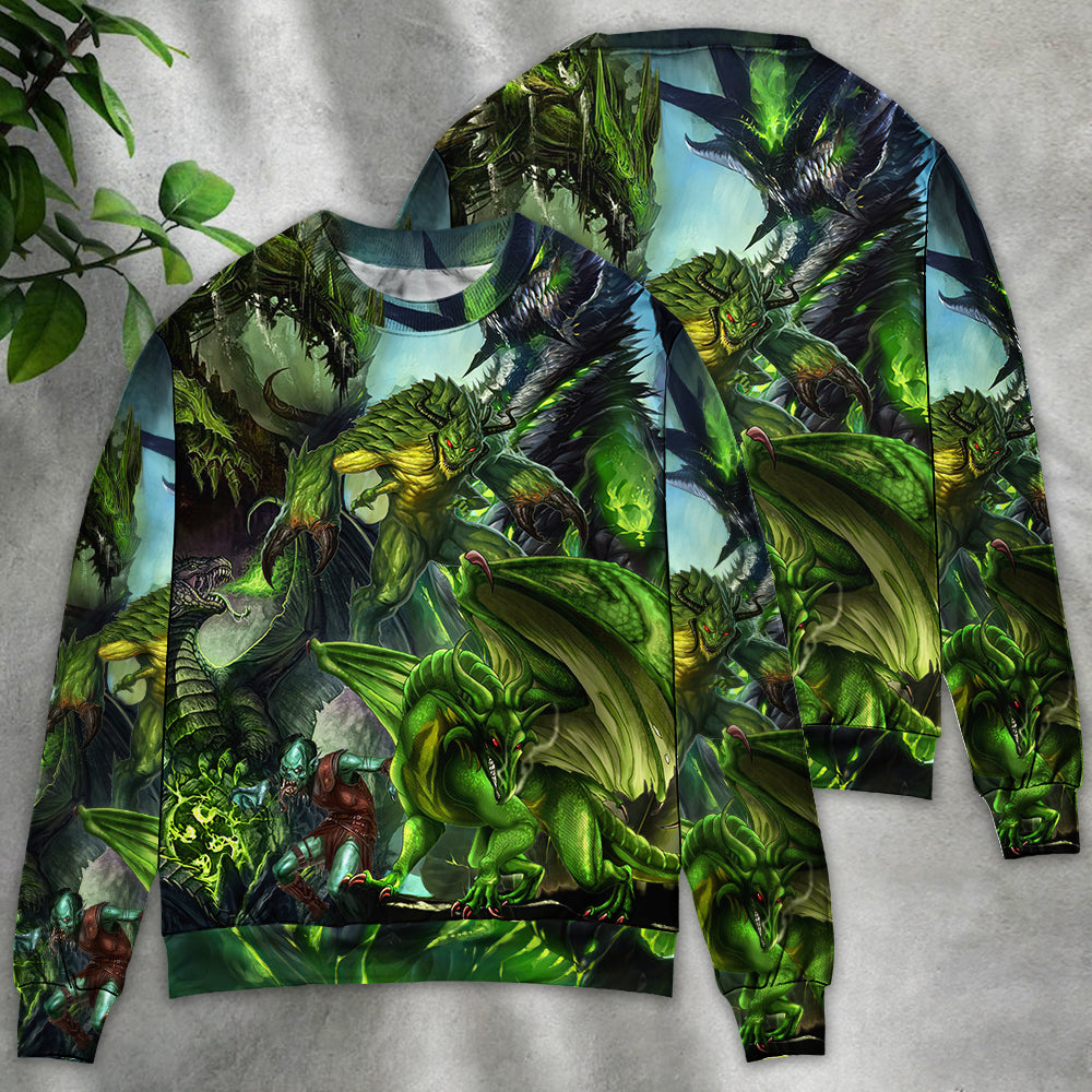 Green Dragon Skull Fantasy Art – Sweater - Ugly Christmas Sweater