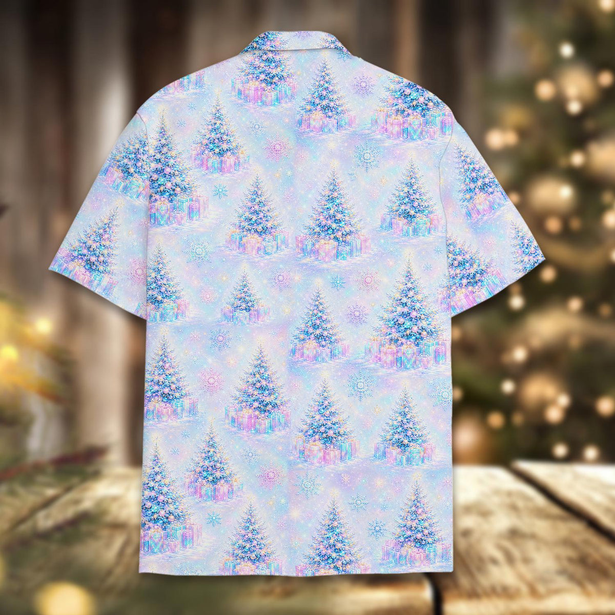 Hologram Christmas Tree Sparkling Snowflake Holiday – Hawaiian Shirt