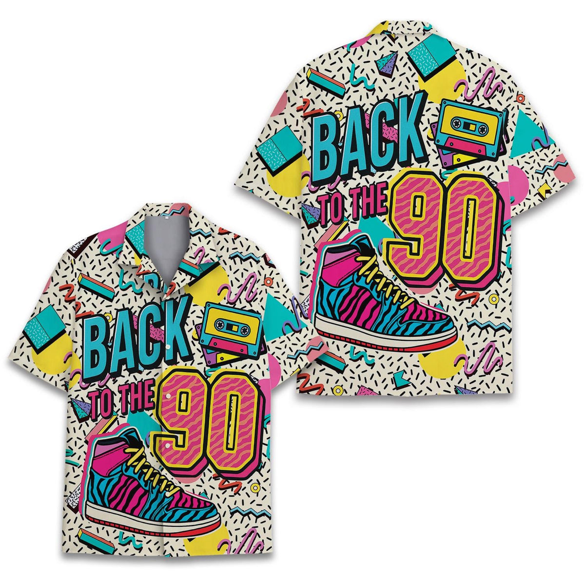 Retro 90s Neon Cassette Sneaker Vintage Party – Hawaiian Shirt