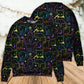 Neon Colorful Cat Playing Art – Sweater - Ugly Christmas Sweater