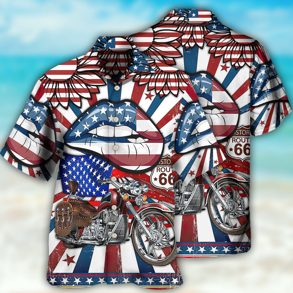 Patriotic Motorcycle America Bold - Hawaiian Shirt