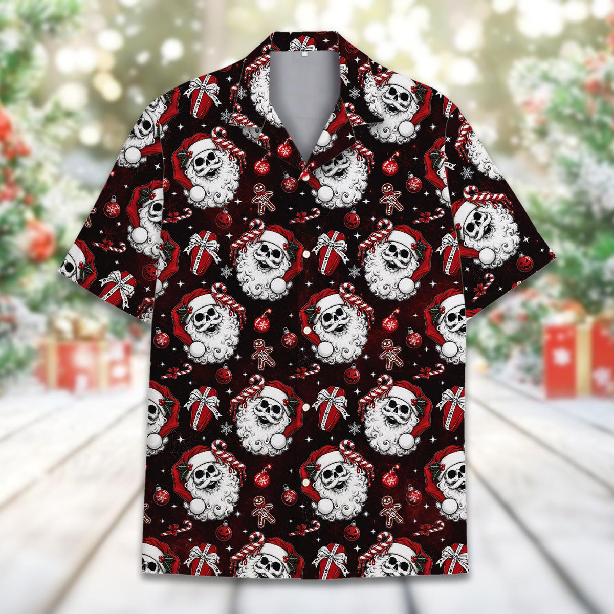 Skeleton Santa Spooky Gothic Christmas – Hawaiian Shirt