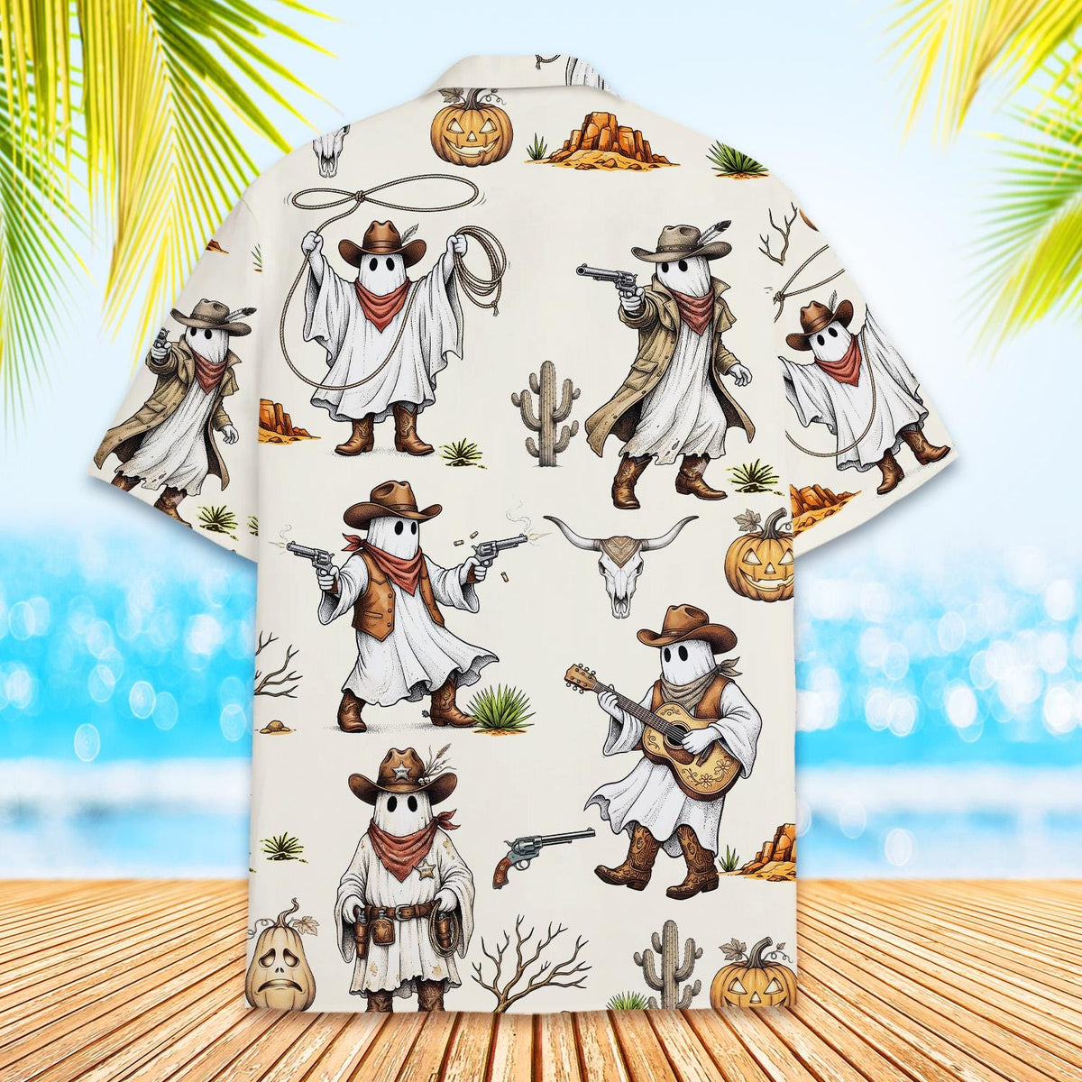 Funny Cowboy Ghost Spooky Western Halloween – Hawaiian Shirt
