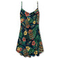 Tiki Tropical Leaves Hawaii Style – Women's Summer Sleeveless V-Neck Camisole Dress