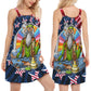 Hippie Tie Dye Independence – Women's Summer Sleeveless V-Neck Camisole Dress