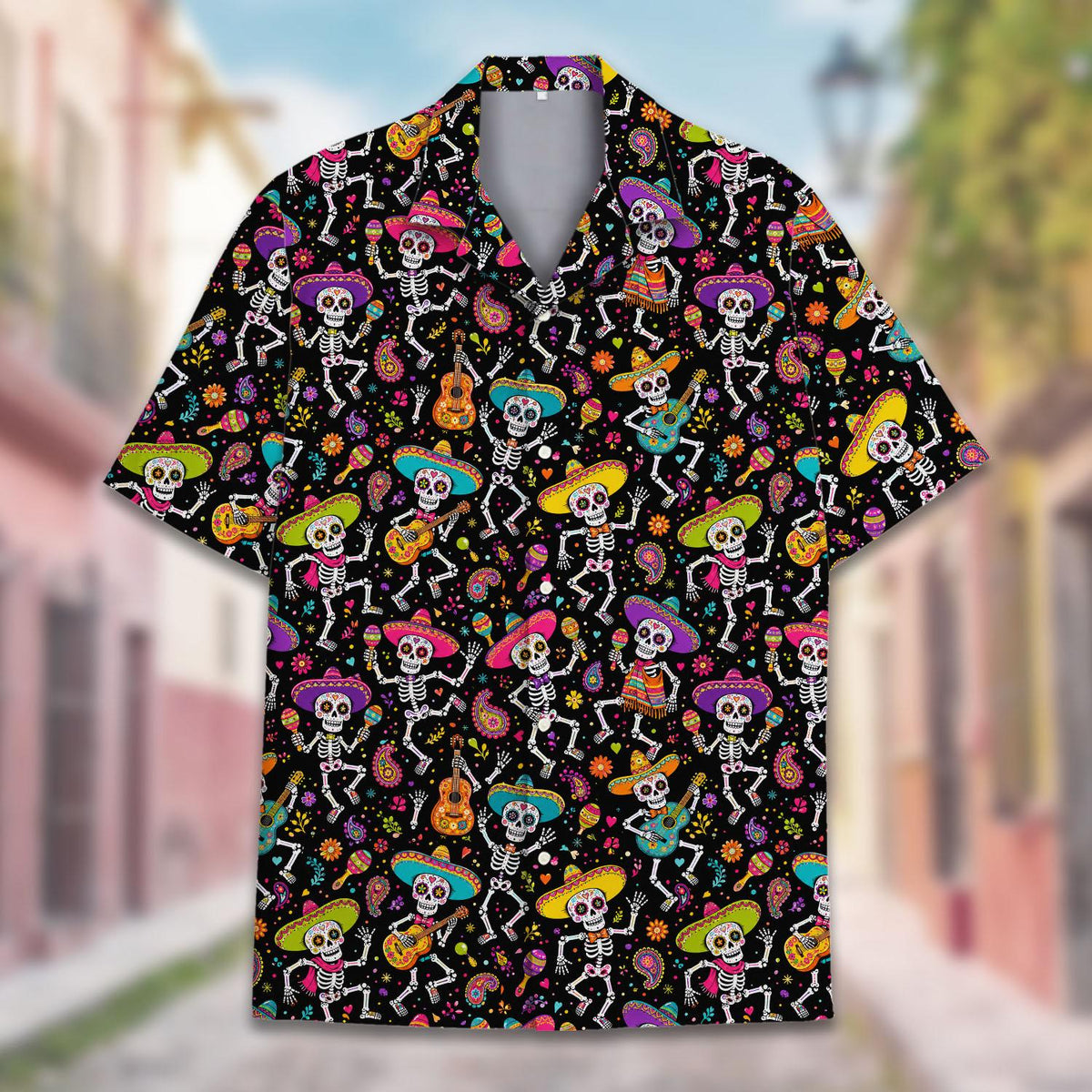 Day Of The Dead Skeleton Sombrero Guitar Fiesta – Hawaiian Shirt