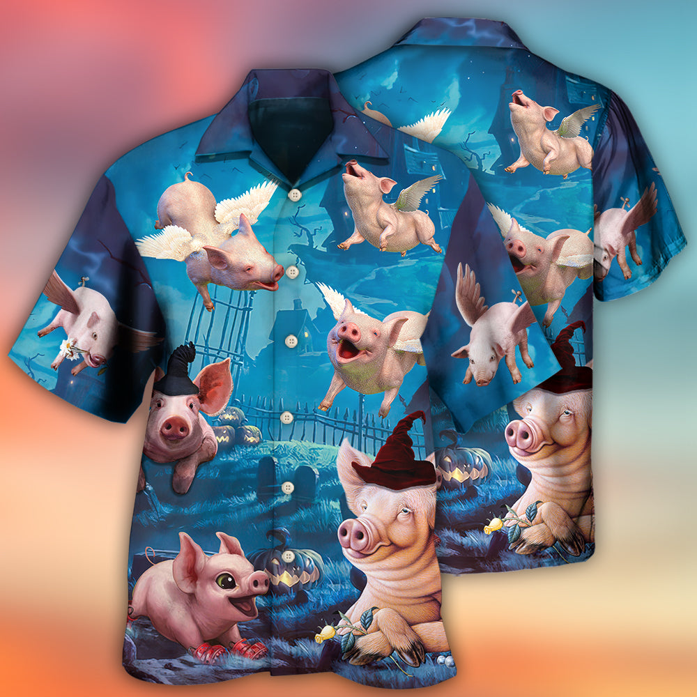 Halloween Flying Pig And Pumpkin Spooky – Hawaiian Shirt