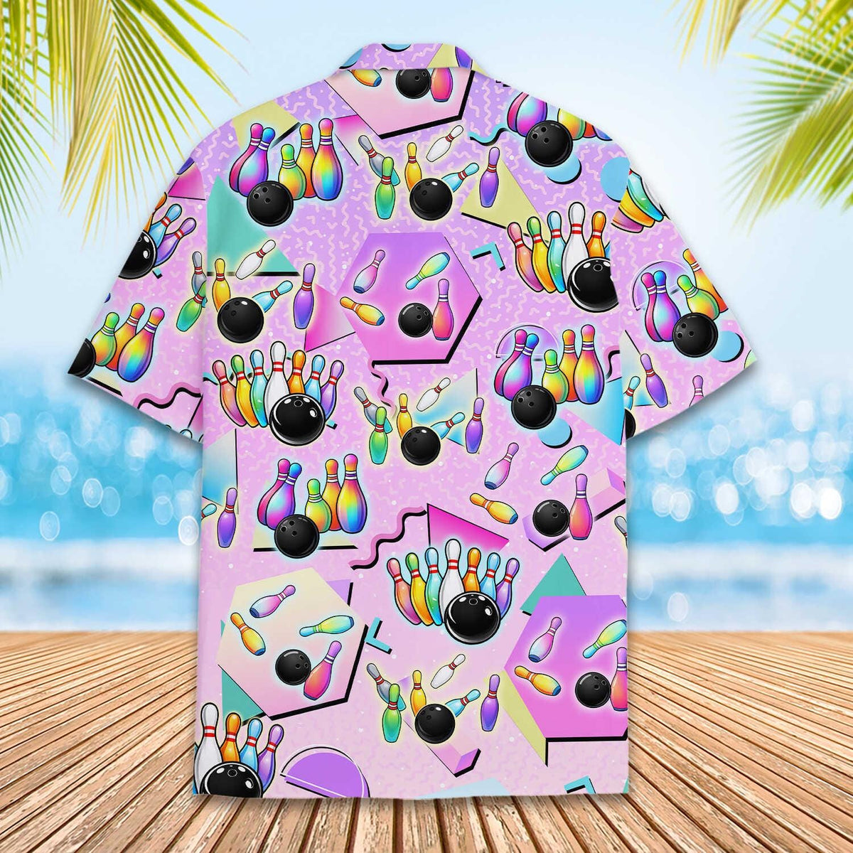 Retro 80s Neon Bowling Ball Summer Vacation – Hawaiian Shirt