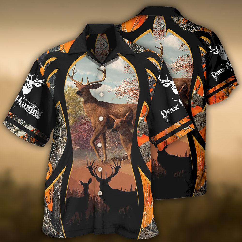 Hunting Deer Orange Camo Outdoor Style – Hawaiian Shirt