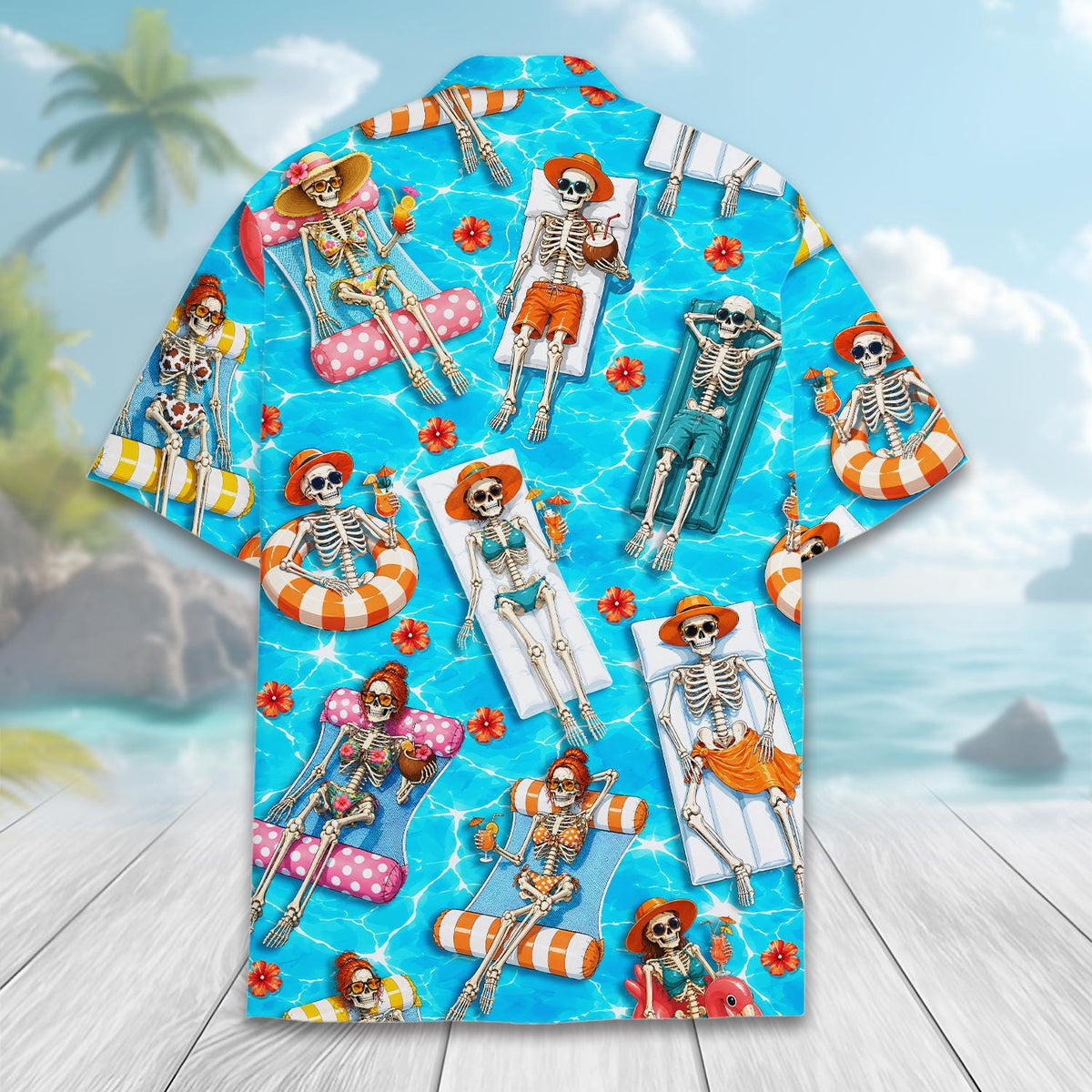 Funny Skeleton Pool Float Summer Chill Vacation – Hawaiian Shirt