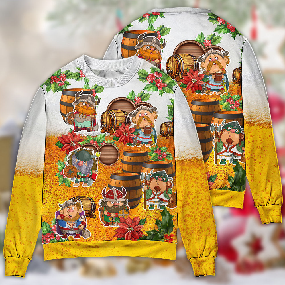 Viking Beer Lover Funny Christmas – Sweater - Ugly Christmas Sweater