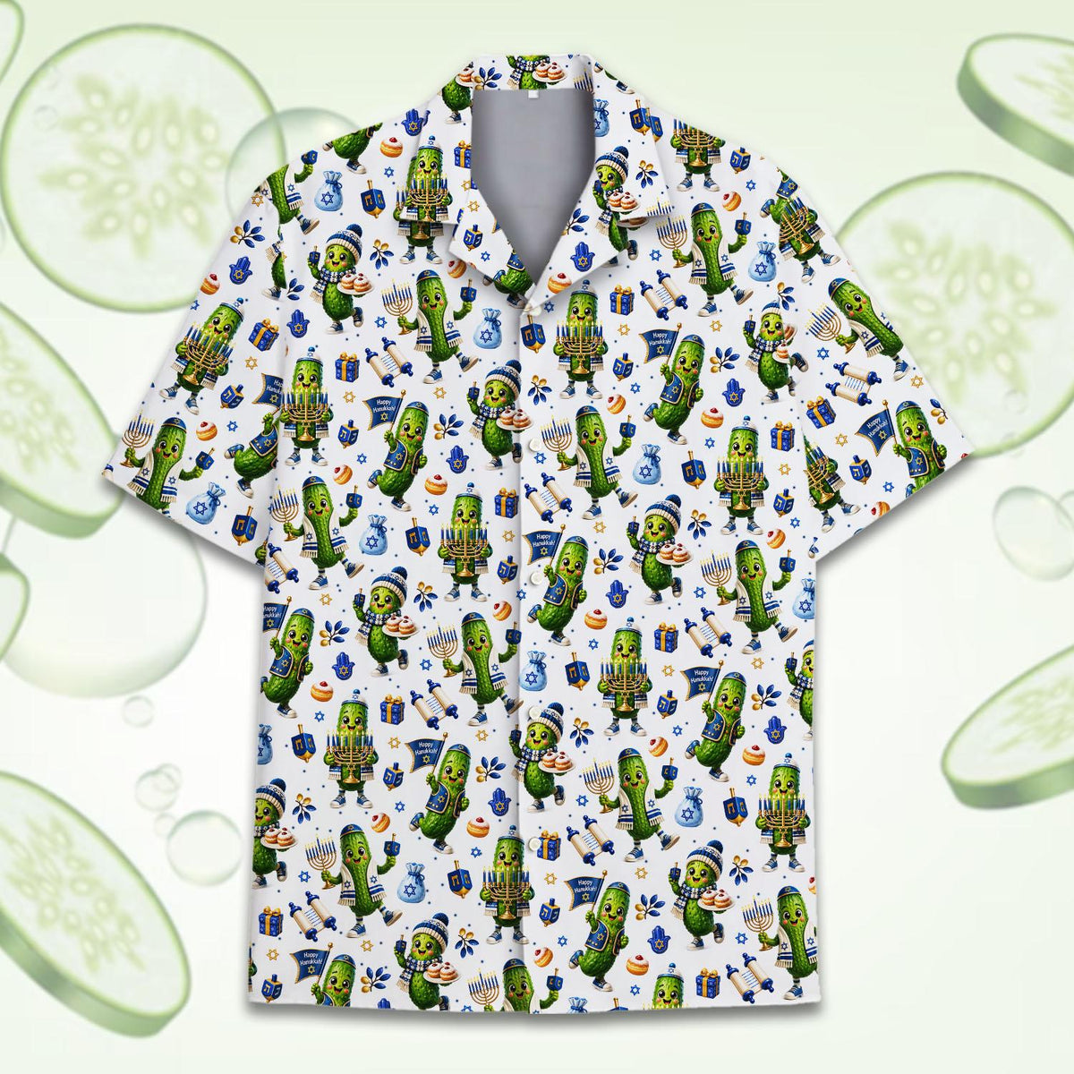 Funny Pickle Hanukkah Menorah Dreidel Holiday – Hawaiian Shirt