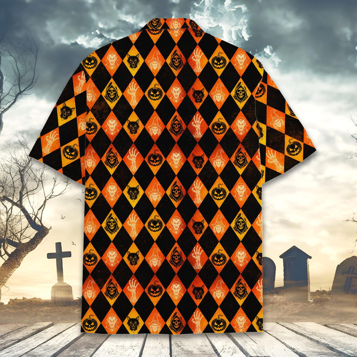 Halloween Argyle Pumpkin Vampire Witch Reaper – Hawaiian Shirt