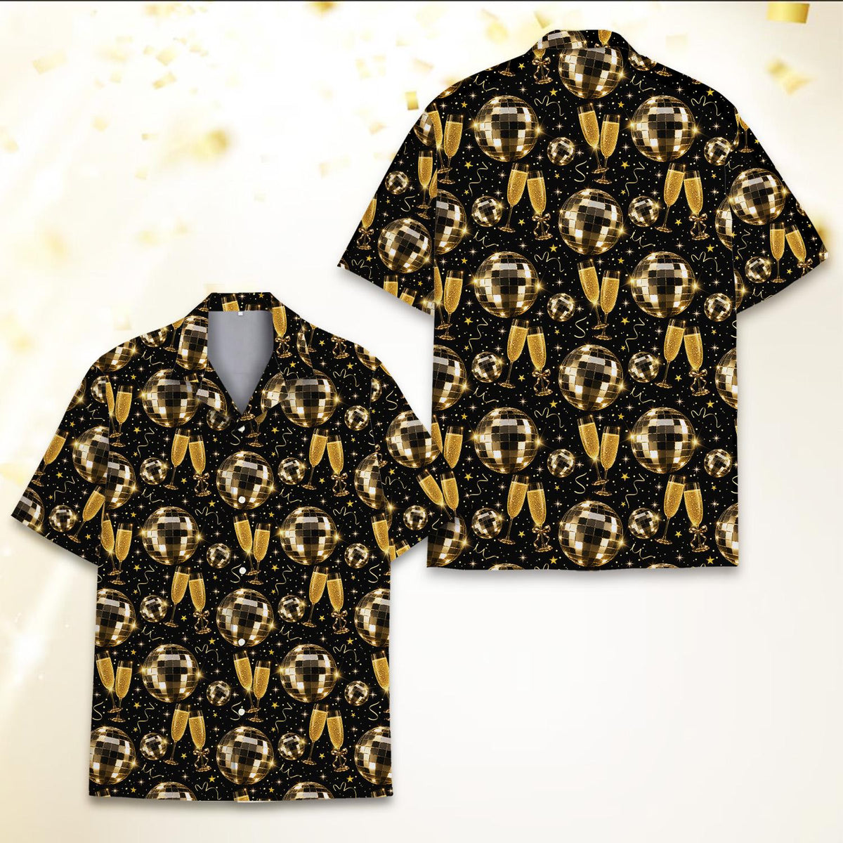 Happy New Year Disco Ball Champagne Countdown Party – Hawaiian Shirt