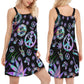 Hippie Alien Peace Life – Women's Summer Sleeveless V-Neck Camisole Dress