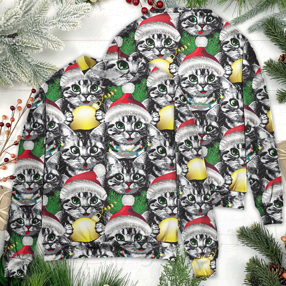 Christmas Meowy Xmas Cat Lover – Sweater - Ugly Christmas Sweater