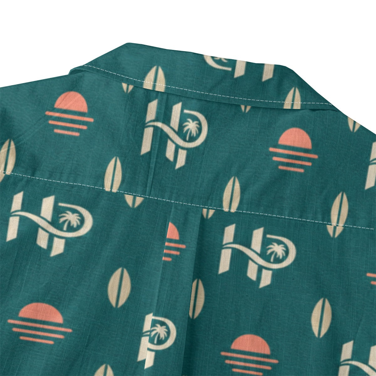 HP Sunset Monogram Hawaiian Shirt – Teal & Coral