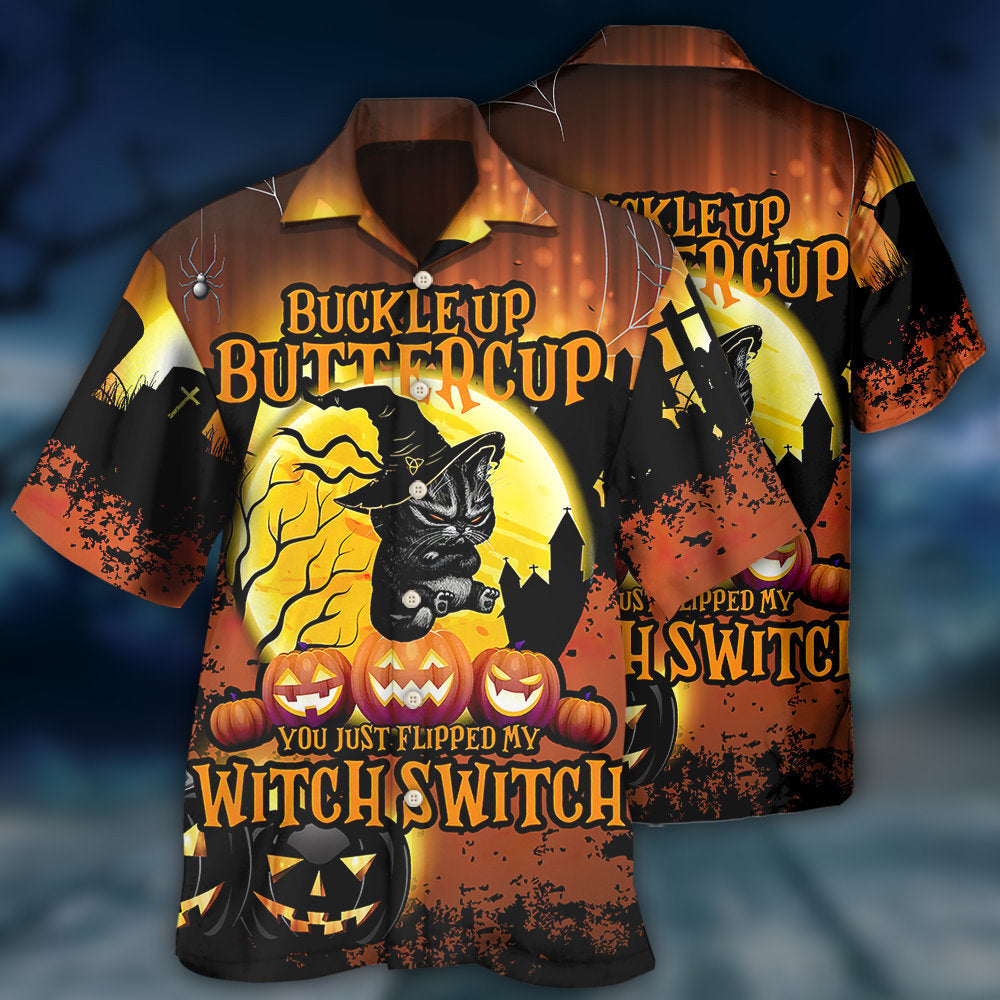 Halloween Cat Buckle Up Buttercup Funny - Hawaiian Shirt