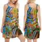 Hippie Van Sunflower Peace – Women's Summer Sleeveless V-Neck Camisole Dress
