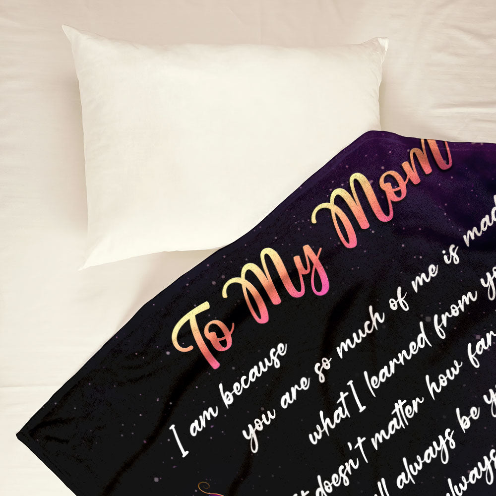 Purple Rose Butterfly Dear Mom Letter Flannel Blanket For Living Room And Bedroom Styling