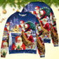 Christmas Funny Santa Up On Rooftop Art – Sweater - Ugly Christmas Sweater