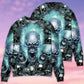 Blue Flame Screaming Skull Art – Sweater - Ugly Christmas Sweater
