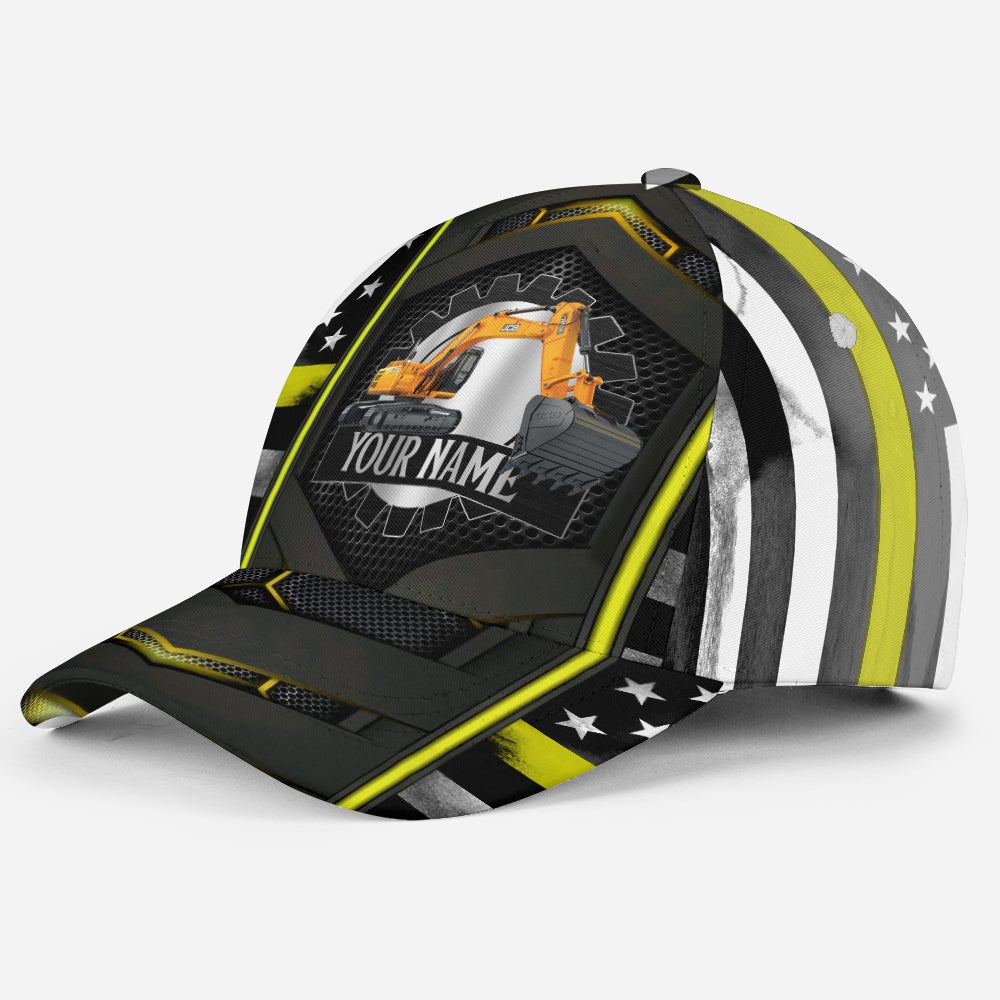 Custom Yellow Flag Excavator Personalized Name – Classic Cap