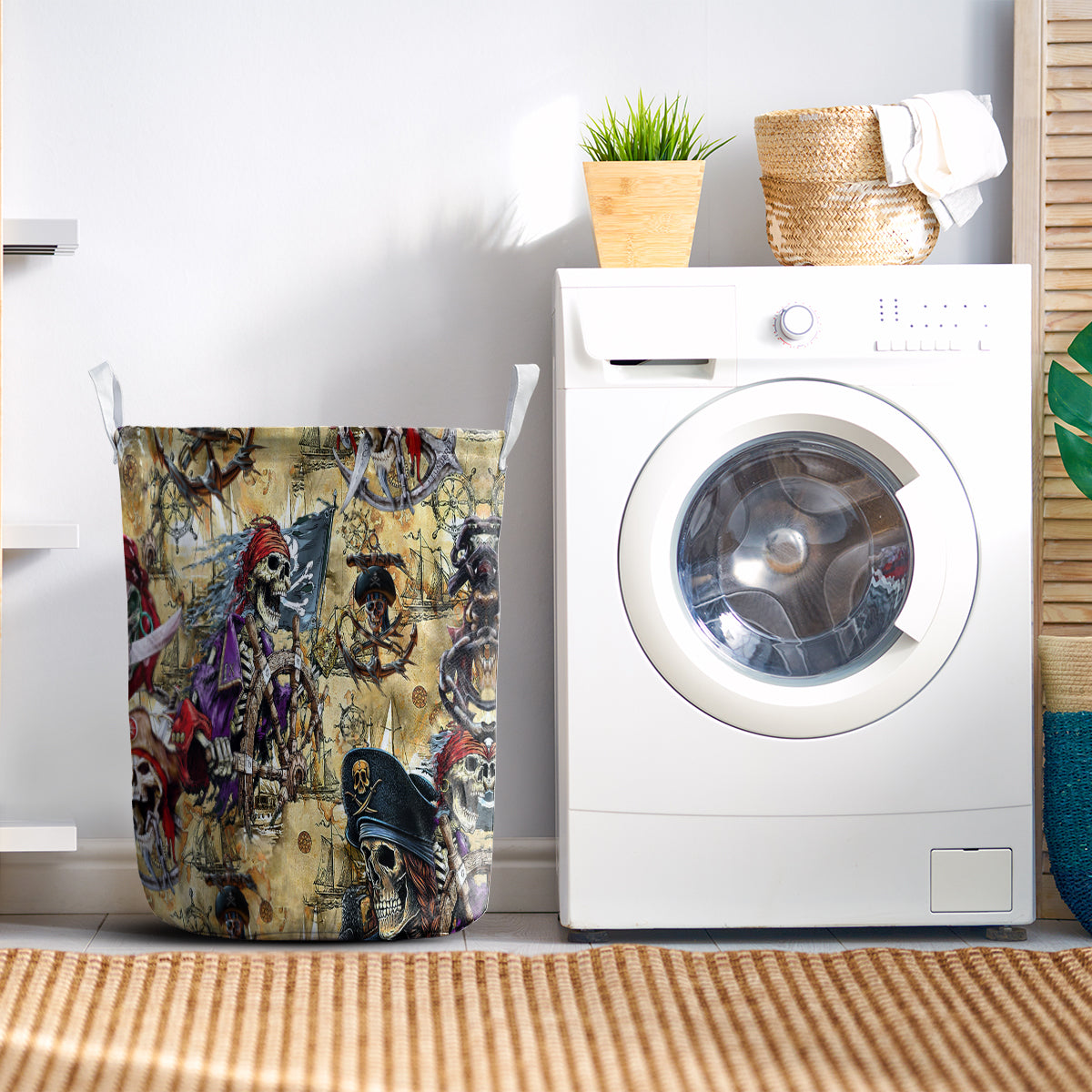 Skull Amazing Pirate Hunting - Laundry Basket - Owls Matrix LTD