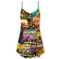 Hippie Bus Peace Life Colorful – Women's Summer Sleeveless V-Neck Camisole Dress