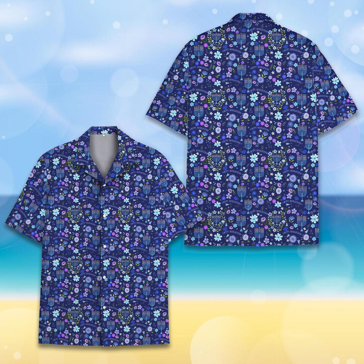 Hanukkah Floral Menorah Jewish Holiday Family – Hawaiian Shirt