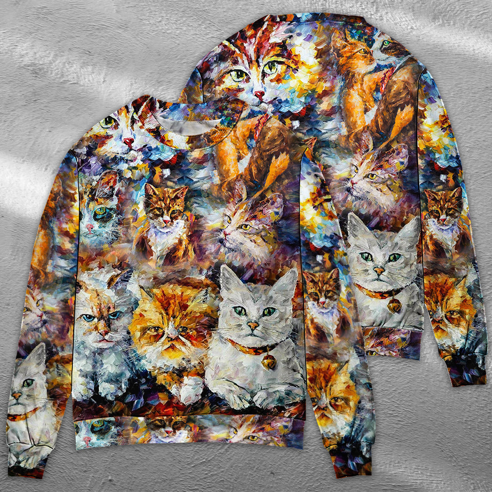 Colorful Cat Art Lover Mixer Style – Sweater - Ugly Christmas Sweater