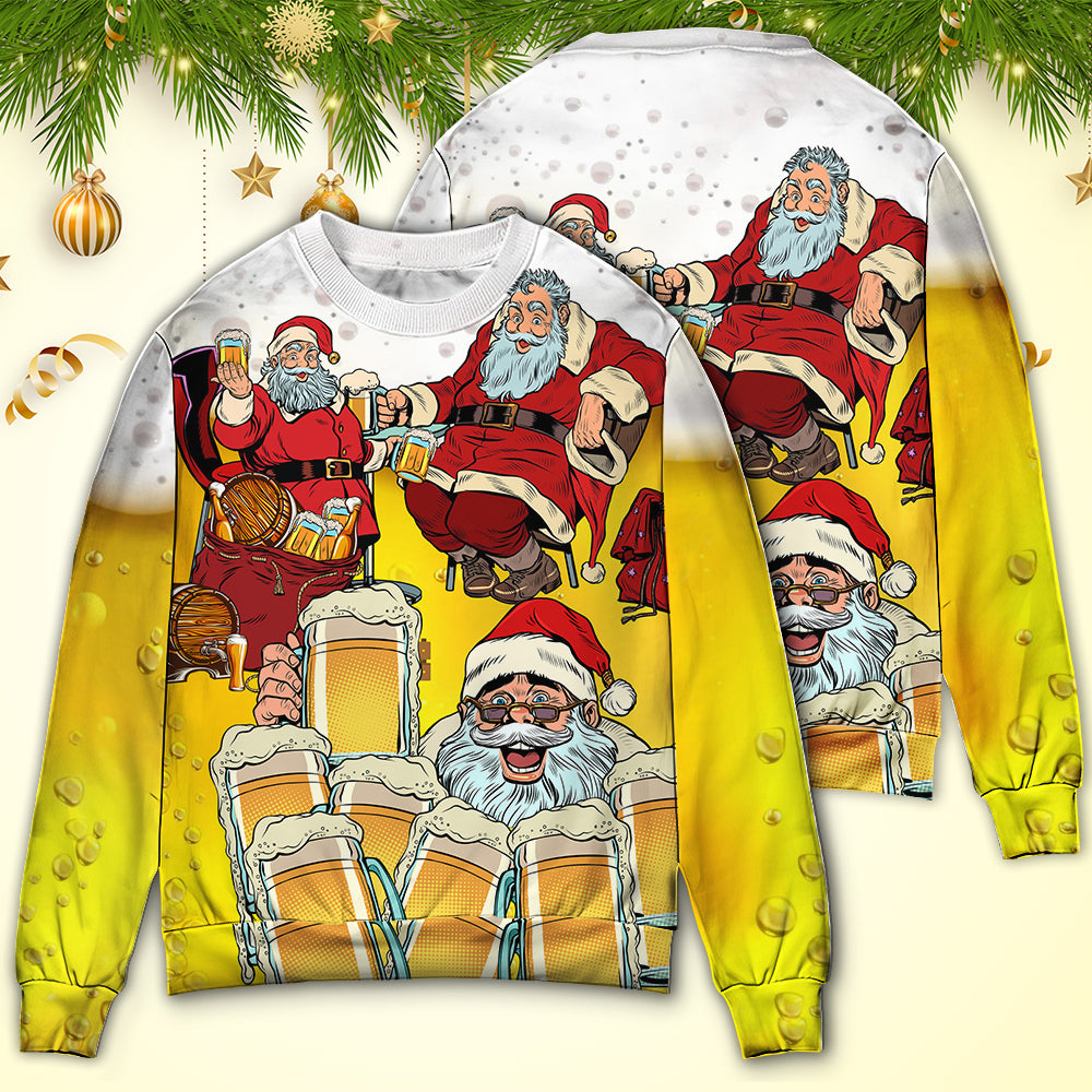 Christmas Santa Loves Holiday Drinks – Sweater - Ugly Christmas Sweater
