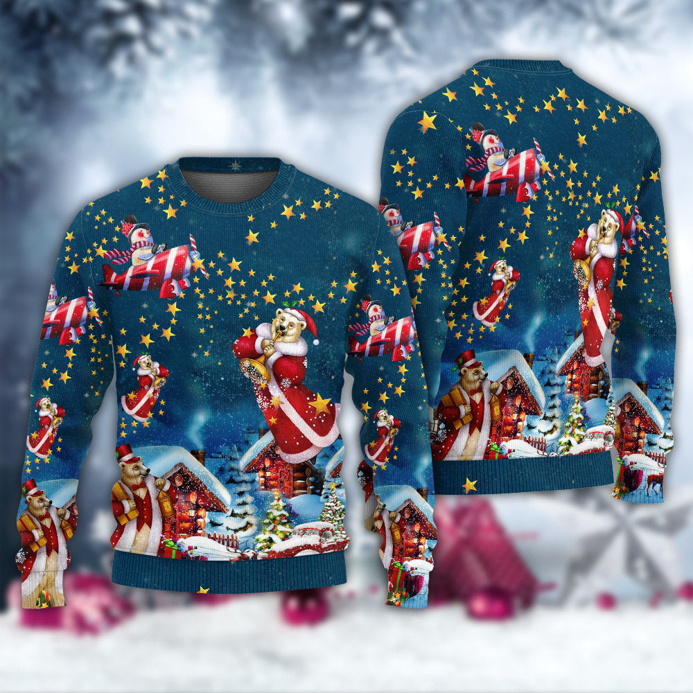 Christmas Bear Santa Happy Holiday – Sweater - Ugly Christmas Sweater