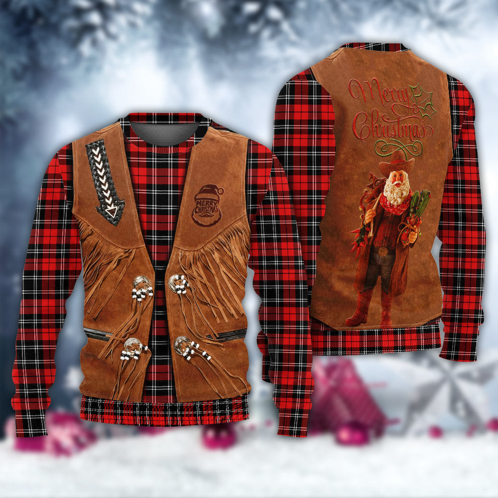 Santa Cowboy Christmas Vintage Style – Sweater - Ugly Christmas Sweater