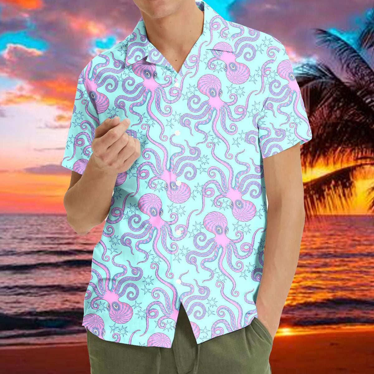 Pink Octopus Nautilus Pastel Ocean Sea Life – Hawaiian Shirt