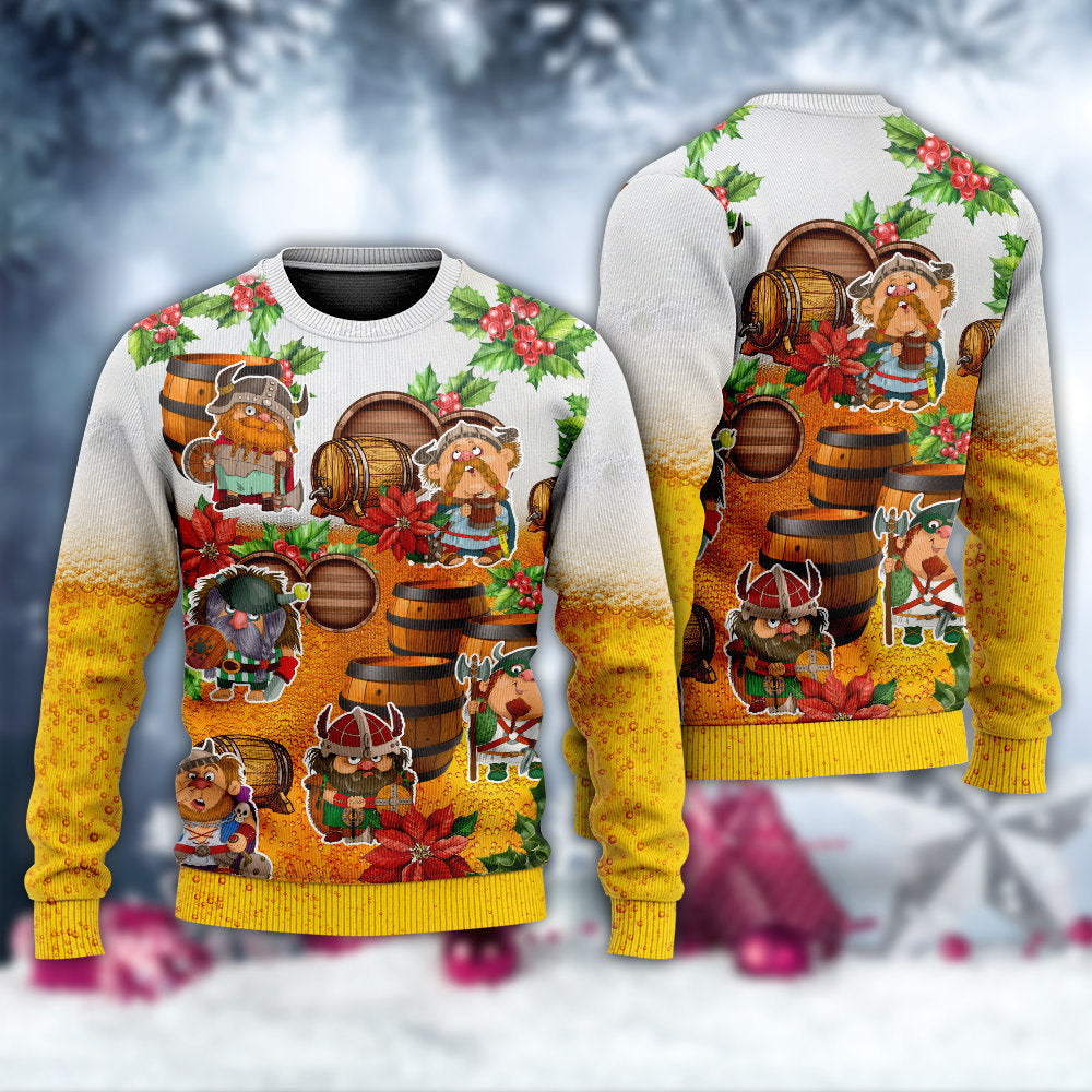 Viking Beer Lover Funny Christmas – Sweater - Ugly Christmas Sweater