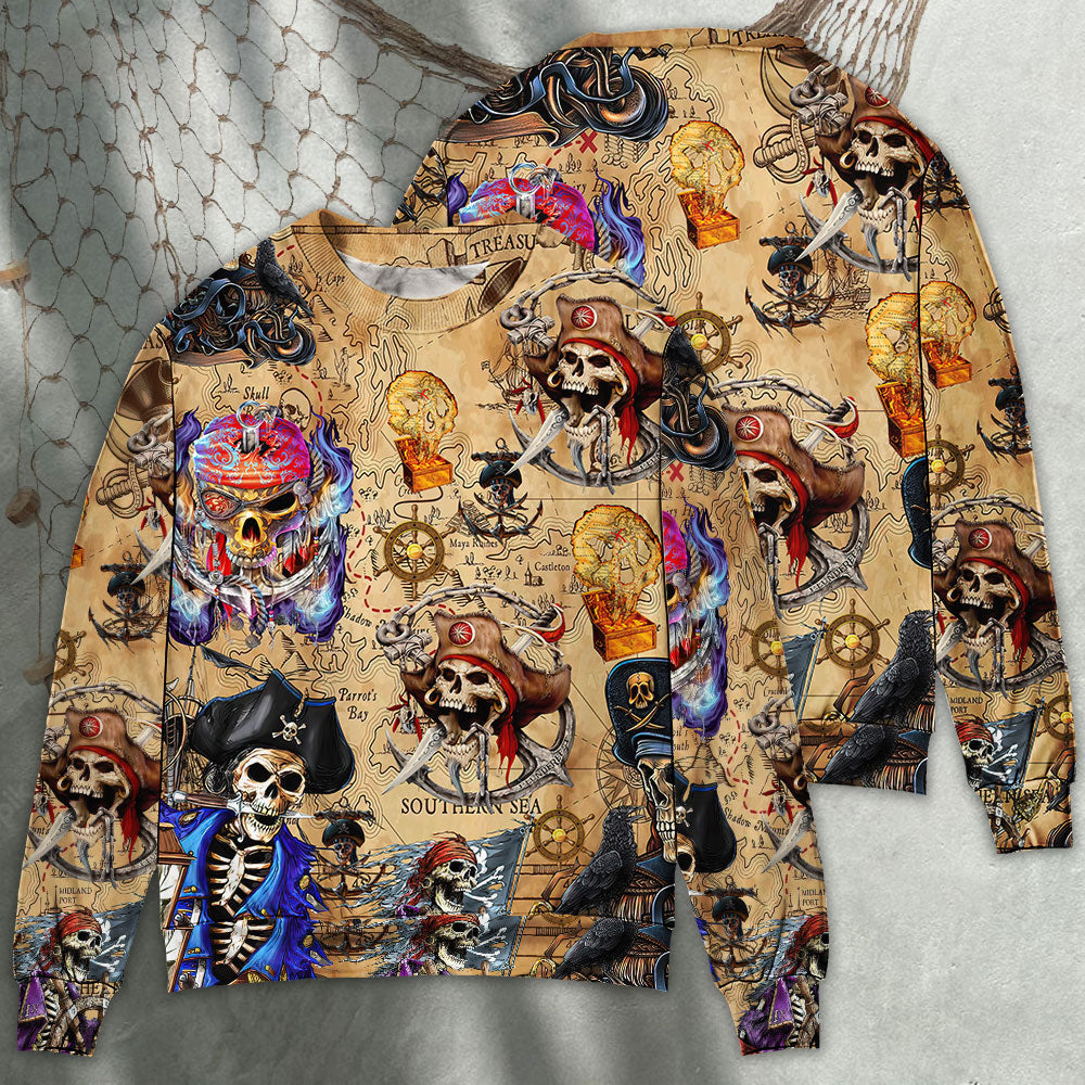 Skull Pirate Treasure Map Adventure – Sweater - Ugly Christmas Sweater