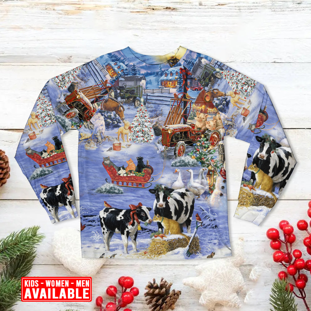 Christmas Snow Love Farm - Pajamas Long Sleeve - Owls Matrix LTD