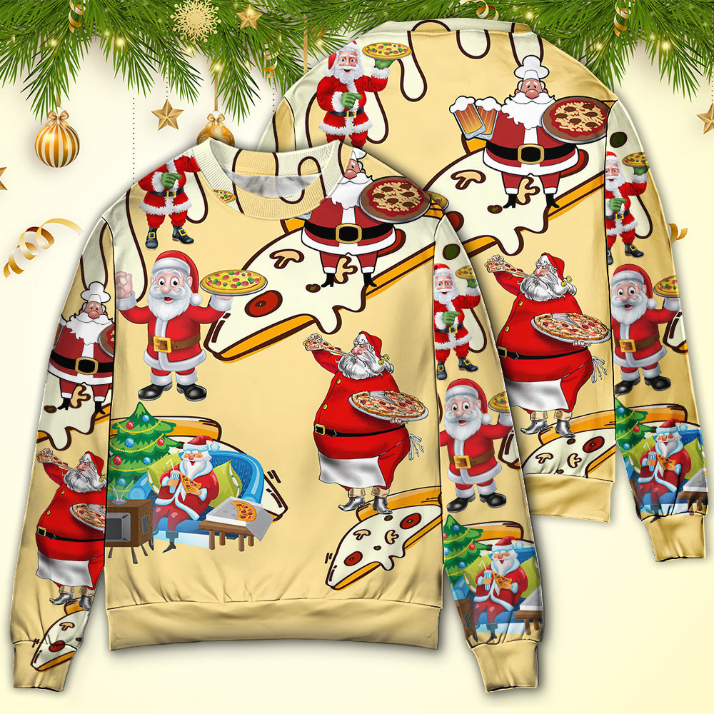Christmas Santa Eating Pizza Fun – Sweater - Ugly Christmas Sweater