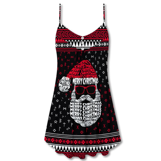 Christmas Santa Retro Nordic Pattern – Women's Summer Sleeveless V-Neck Camisole Dress